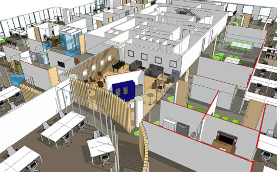 Conception BIM d'aménagement de bureaux et d'espace de travail