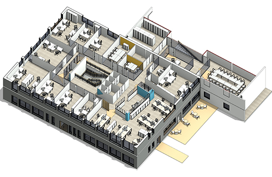 Space planning et axonometrie de l'incubateur de startup de Neuilly sur Seine 