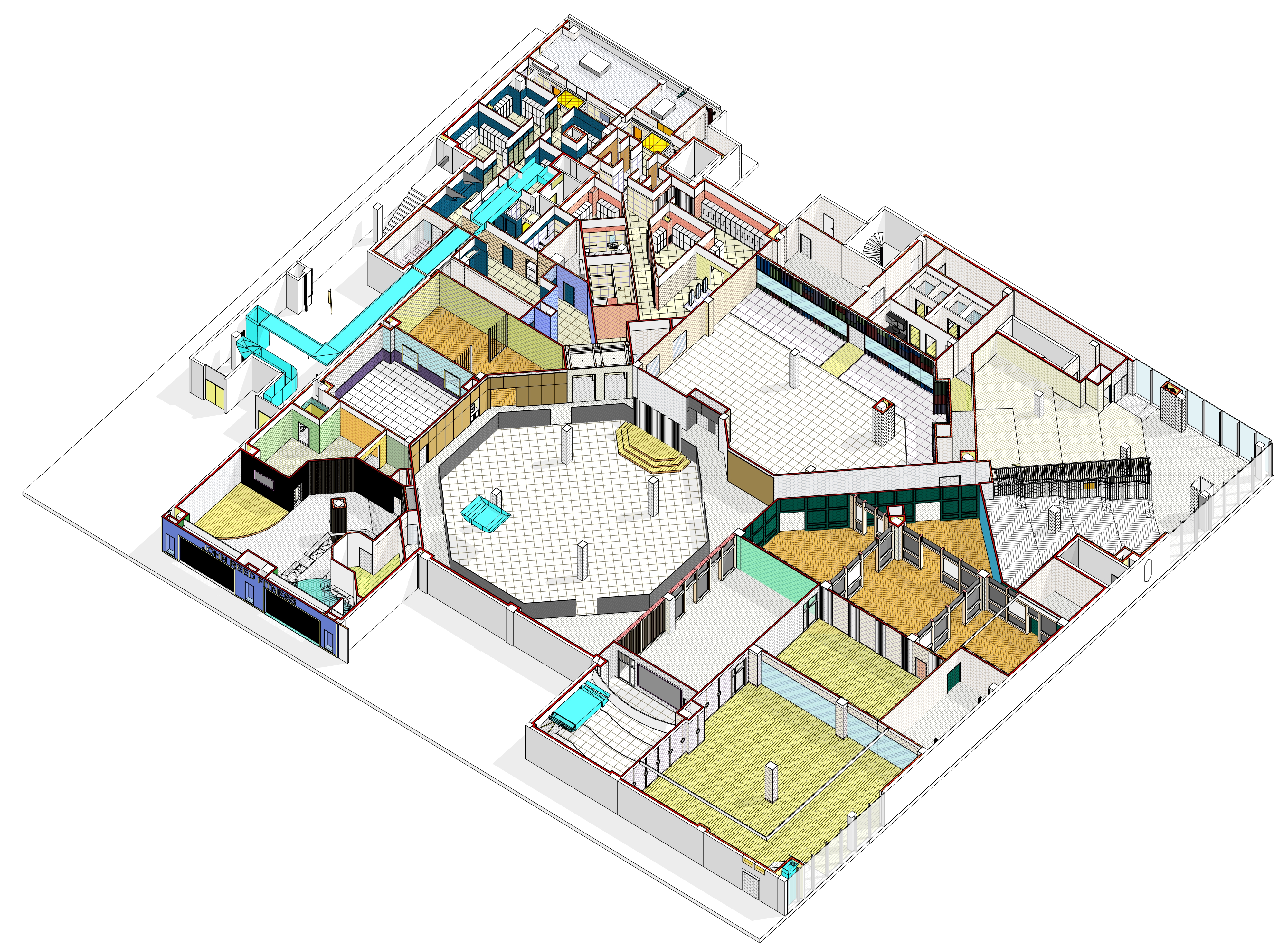 Space planning et axonometrie de l'incubateur de startup de Neuilly sur Seine 