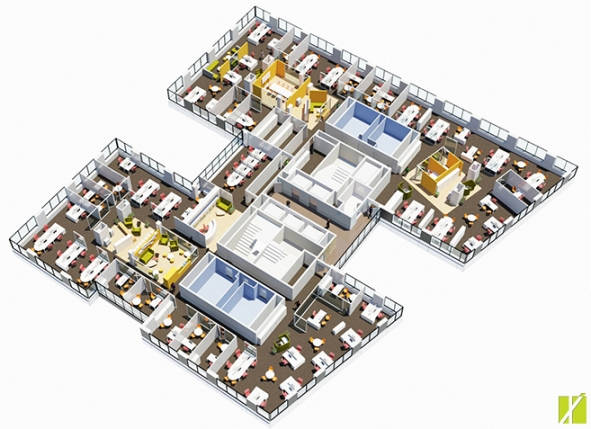 Agencement et Vue 3D d'espace de bureaux - Etude de faisabilité par iXref